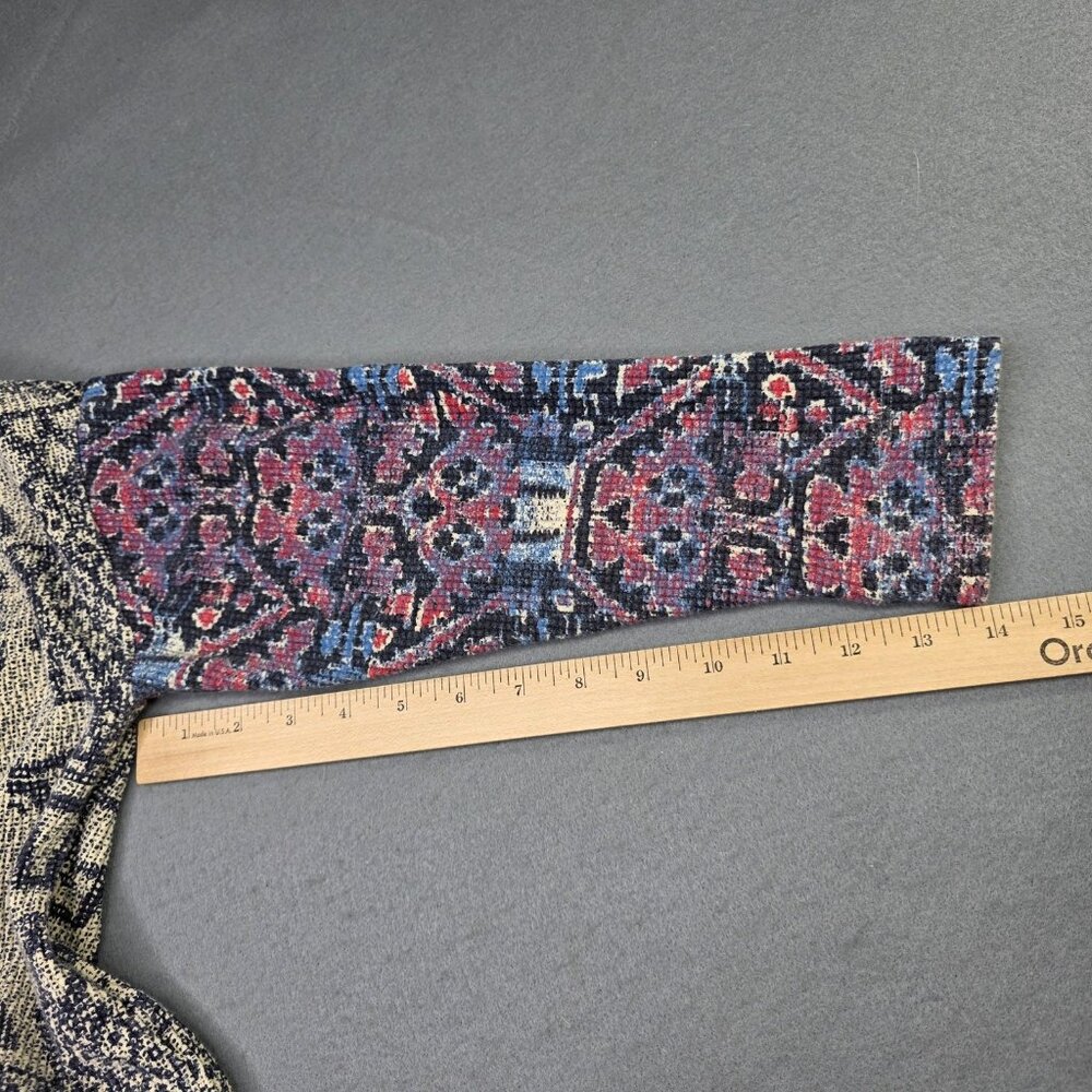 Anthropologie Top Women Small Patchwork Relaxed Cotton Boxy Boho Hippie Casual - Picture 10 of 13